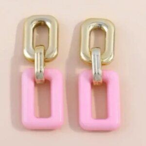 Gold and Pink Geometric Earrings